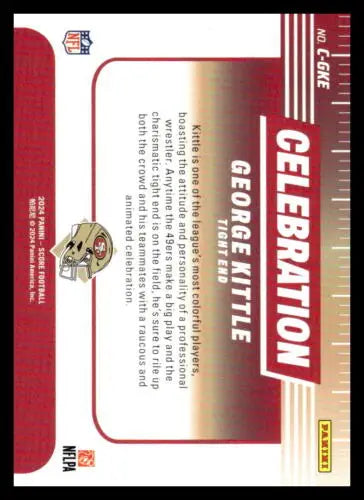 Football card of George Kittle from 2024 Score Celebration with original gloss finish