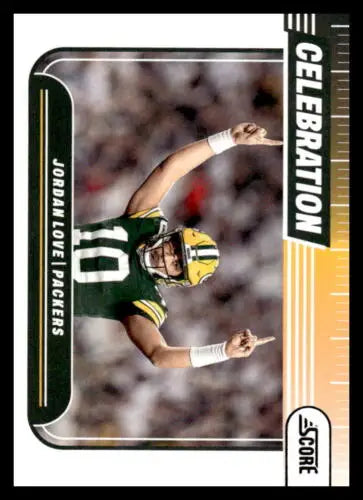 Jordan Love football card featuring original gloss from 2024 Score Celebration series