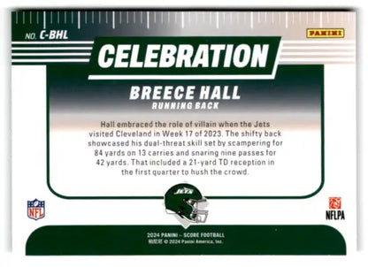 Breece Hall 2024 Score Celebration Pink football card NY Jets original gloss design