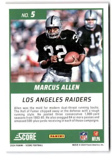 Marcus Allen football card with original gloss from 2024 Score by Simply Sandoval