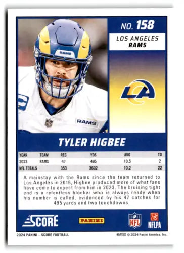 Tyler Higbee football card featuring original gloss in Score Green design 2024