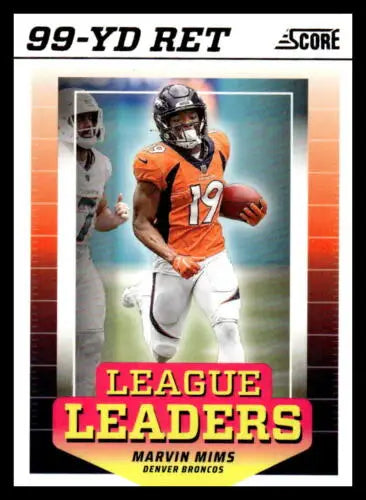 2024 Score League Leaders #2 Marvin Mims football card with original gloss NM-MT Broncos