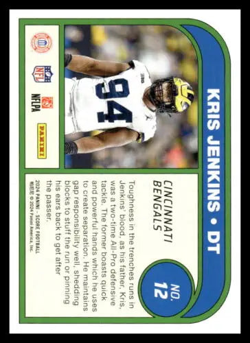 Kris Jenkins football card showcasing original gloss in 2024 Score Protential collection