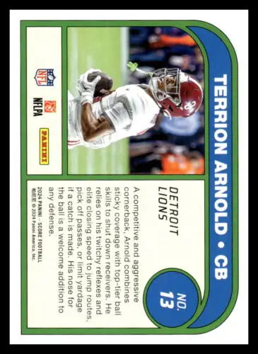 Terrion Arnold football card from 2024 Score Protential with original gloss finish