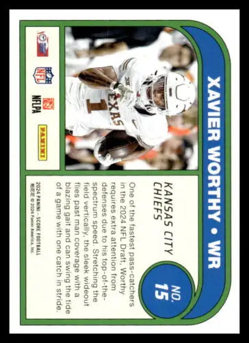 2024 Score Protential #15 Xavier Worthy NM-MT football card with original gloss finish