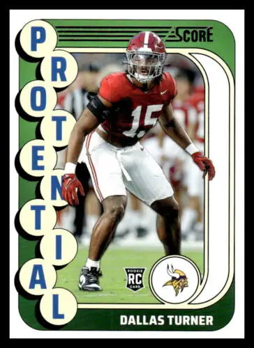 Dallas Turner football card from 2024 Score Protential featuring original gloss finish