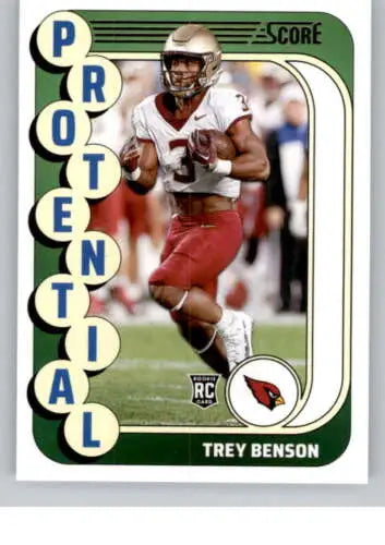 Trey Benson football card featuring original gloss from 2024 Score Protential series