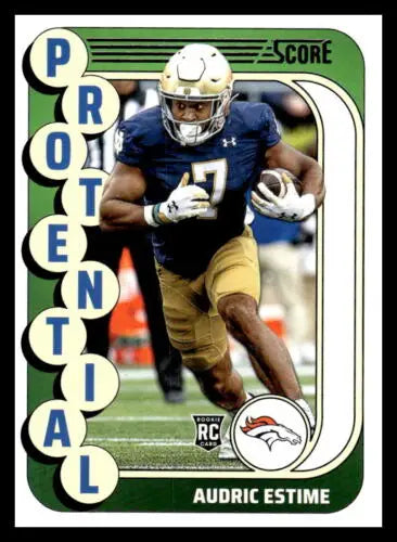 Audric Estime football card featuring original gloss from 2024 Score Protential collection