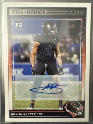 Austin Booker rookie football card from 2024 Score Rookie Signatures Chicago Bears