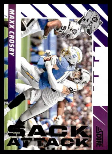 Maxx Crosby football card from 2024 Score Sack Attack with original gloss finish