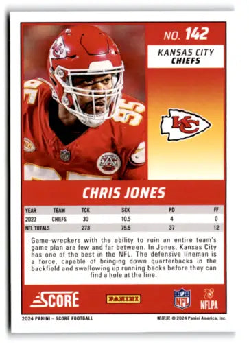 2024 Score Stars #142 Chris Jones football card with original gloss, NM-MT 185/399