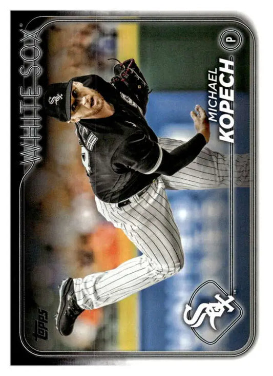 Chicago White Sox Michael Kopech baseball card in mid-delivery motion