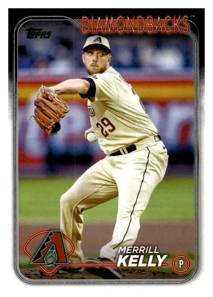 Arizona Diamondbacks pitcher Merrill Kelly in mid-delivery on 2024 Topps baseball card