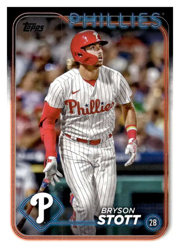 Bryson Stott in Philadelphia Phillies pinstriped uniform on 2024 baseball card