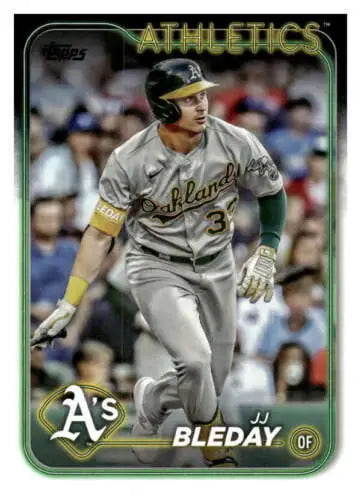 Baseball card of JJ Bleday in gray Oakland Athletics uniform NM-MT original gloss