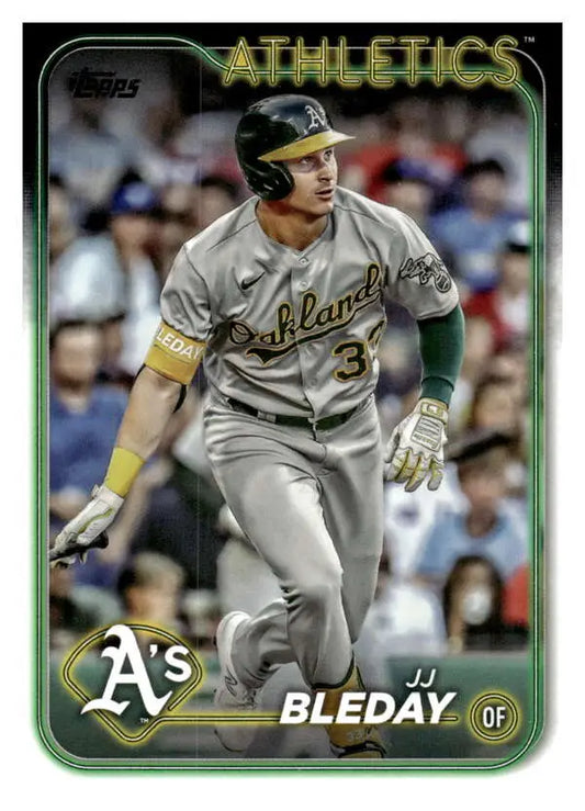 Baseball card of Oakland Athletics player JJ Bleday in gray road uniform