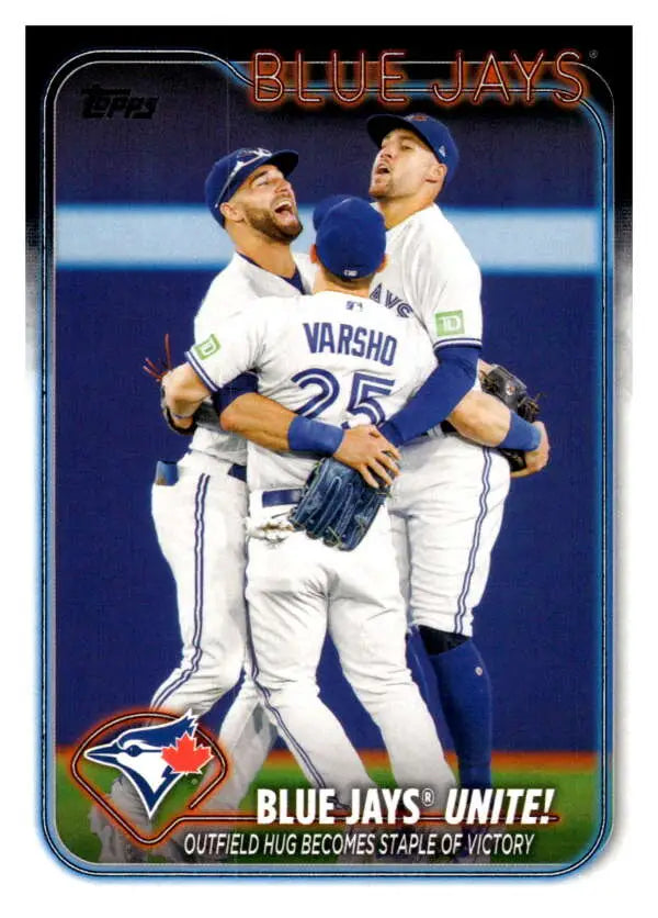 George Springer NM-MT baseball card featuring Toronto Blue Jays players celebrating