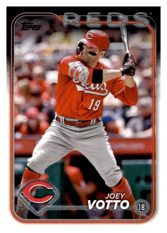 Cincinnati Reds Joey Votto baseball card in batting stance wearing number 19