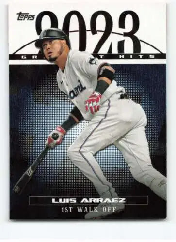 Luis Arraez batting stance on 2024 Topps Greatest Hits baseball card, original gloss