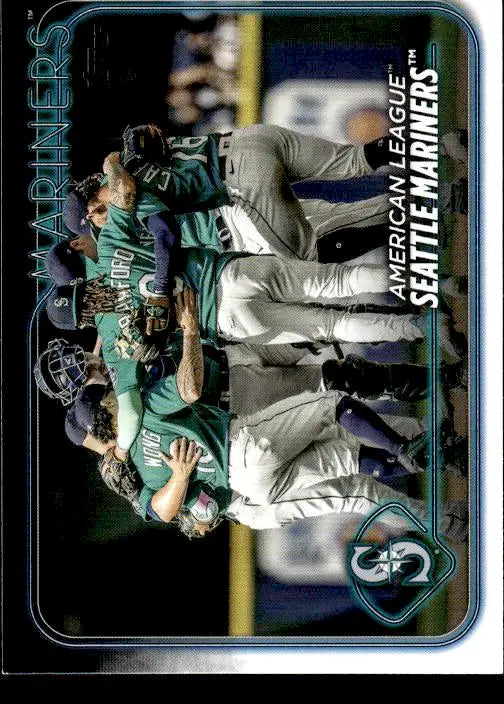 Baseball trading card featuring Seattle Mariners celebrating on the field 2024 Topps #241