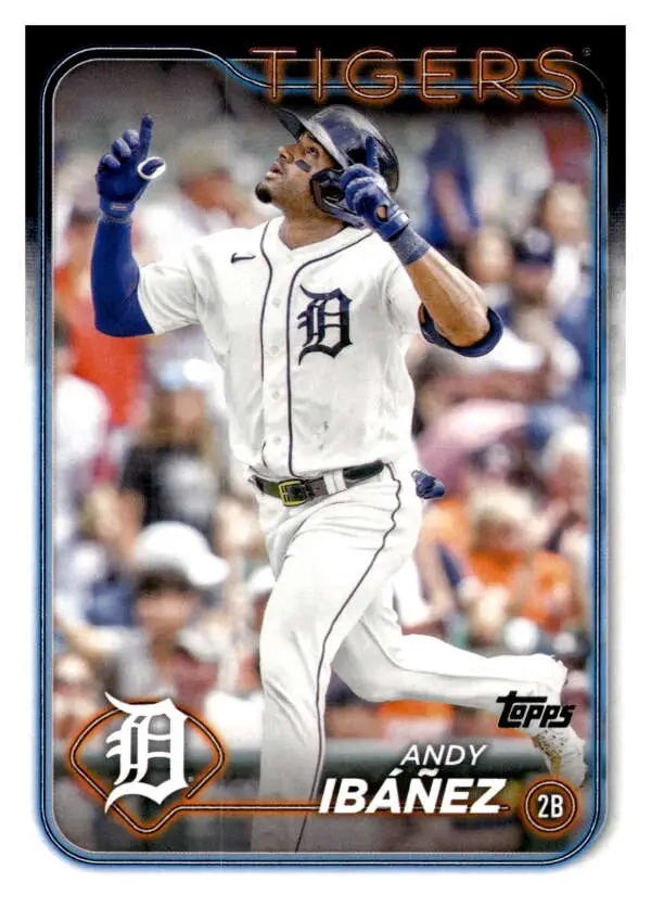 Baseball card of Andy Ibanez in a Detroit Tigers home uniform for collectors