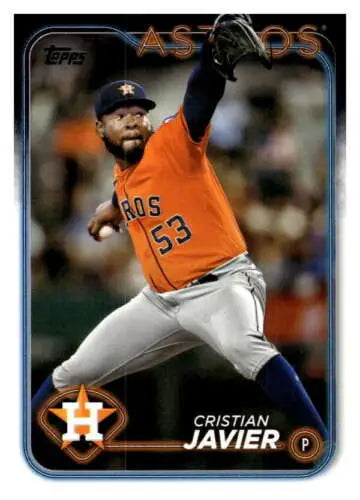 Baseball card of Cristian Javier in orange jersey #53, showcasing original gloss finish