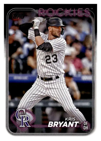 Kris Bryant Colorado Rockies Baseball Card in pinstripe uniform number 23