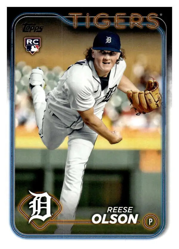 Detroit Tigers Rookie Reese Olson Baseball Card in delivery motion, 2024 Topps #308