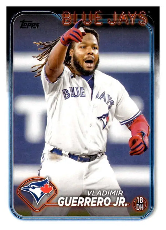 Toronto Blue Jays baseball card of Vladimir Guerrero Jr. in animated gesture