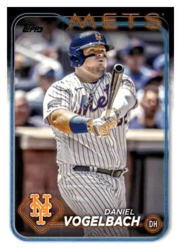 Baseball card of Daniel Vogelbach in pinstripe uniform from 2024 Topps original gloss