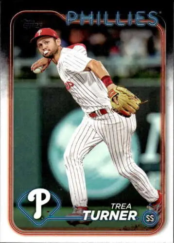 2024 Topps #352 Trea Turner baseball card featuring original gloss and NM-MT condition