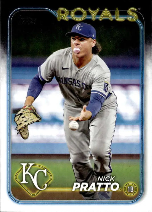 Baseball card of Nick Pratto in grey Kansas City Royals uniform, Topps 2024 #364