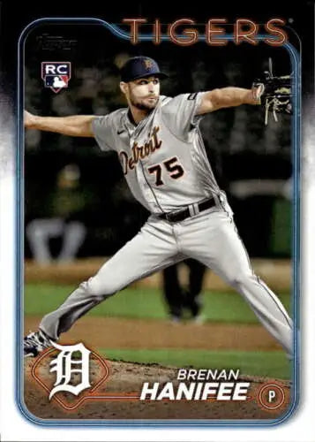 Brenan Hanifee baseball card featuring original gloss from 2024 Topps Rookie Tigers series