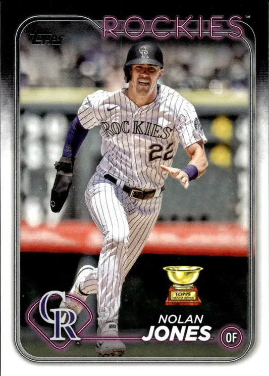 Nolan Jones Colorado Rockies Baseball Card in white pinstriped home uniform