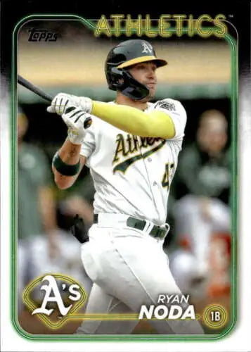 Ryan Noda baseball card from 2024 Topps #404 with original gloss for Athletics fans