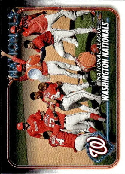 Washington Nationals players celebrating on the field in red uniforms baseball card