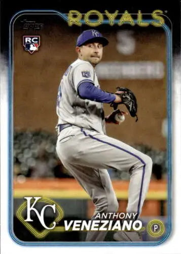 Baseball card of Anthony Veneziano featuring original gloss from 2024 Topps Rookie Royals