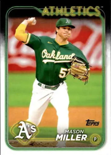 Baseball card of Mason Miller from 2024 Topps #427 with original gloss finish