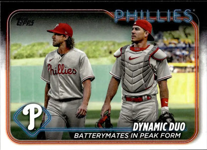 Dynamic Duo baseball card featuring Philadelphia Phillies batterymates from 2024 Topps