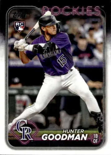 Hunter Goodman rookie baseball card from 2024 Topps #432 with original gloss