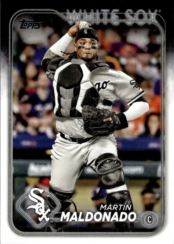 White Sox catcher in home white uniform on 2024 Topps Martin Maldonado baseball card