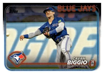 Cavan Biggio baseball card featuring original gloss from 2024 Topps Blue Jays collection