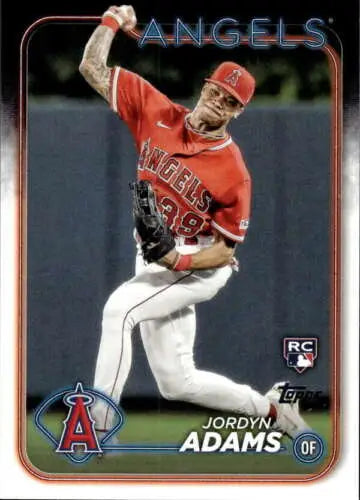 Jordyn Adams rookie Angels baseball card from 2024 Topps with original gloss features