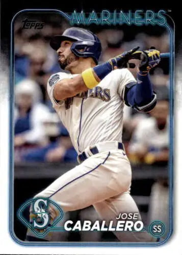 Jose Caballero baseball card from 2024 Topps with original gloss and Mariners design