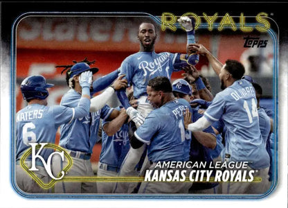 Kansas City Royals team card celebrating players in blue uniforms together