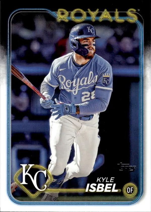 Kansas City Royals Baseball Card of Kyle Isbel in a powder blue uniform