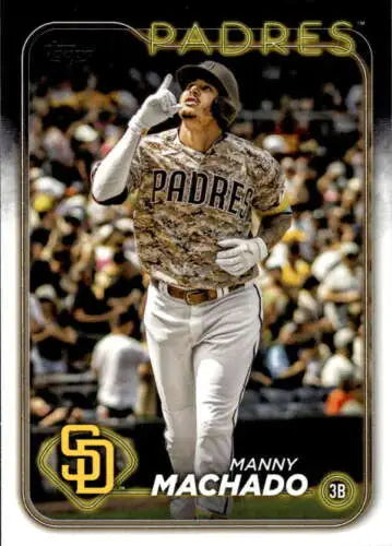 Manny Machado baseball card from 2024 Topps #550 showcasing original gloss finish