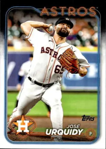 Jose Urquidy baseball card featuring original gloss from 2024 Topps #552 Astros