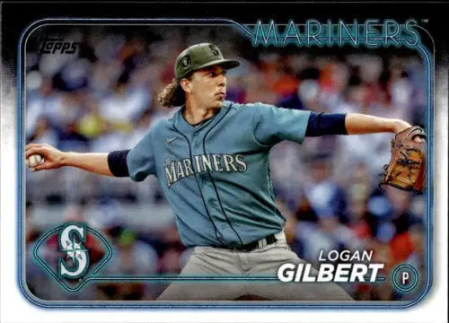 Logan Gilbert Baseball Card from 2024 Topps #556 with original gloss Mariners ID:71457