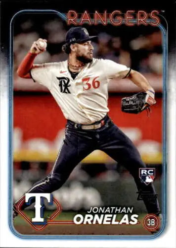 Baseball card of Jonathan Ornelas, 2024 Topps Rookie Rangers with original gloss finish